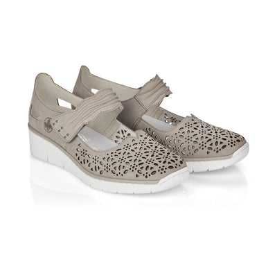 LDS STRAP WEDGE SHOE - GREY
