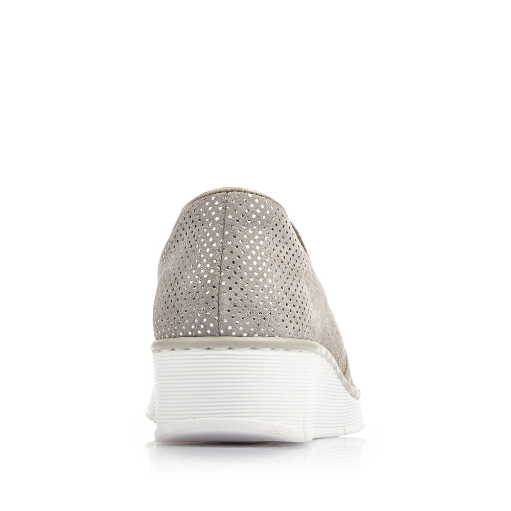 RIEKER - 537W4-40 LOW WEDGE SLIP-ON COMFORT SHOE - BEIGE MULTI