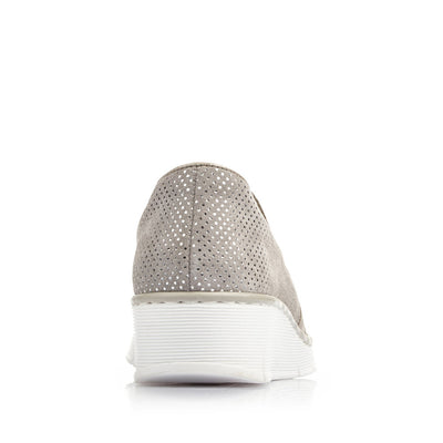 RIEKER - 537W4-40 LOW WEDGE SLIP-ON COMFORT SHOE - BEIGE MULTI