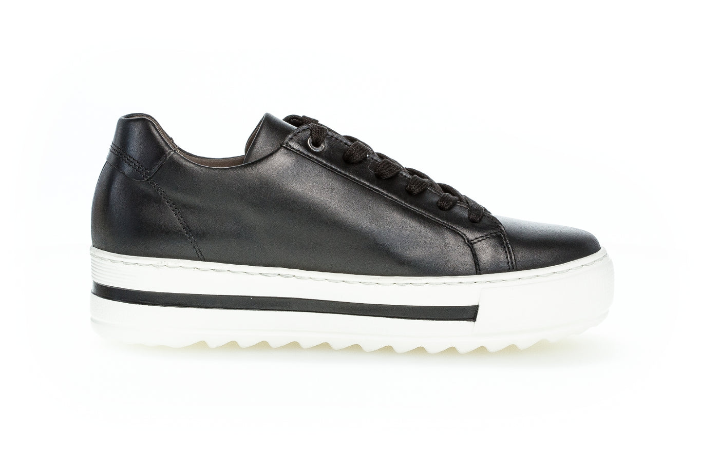 GABOR - 56.498.57 FAT LACED SHOE - BLACK LEATHER