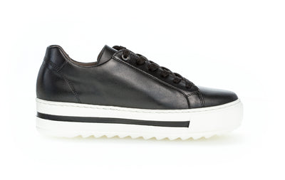 GABOR - 56.498.57 FAT LACED SHOE - BLACK LEATHER