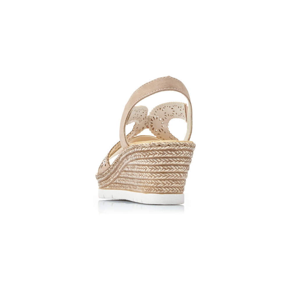 RIEKER 61916-31 LADIES ROSE-COLOURED SLIP ON SANDALS