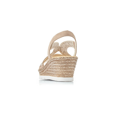 RIEKER 61916-31 LADIES ROSE-COLOURED SLIP ON SANDALS