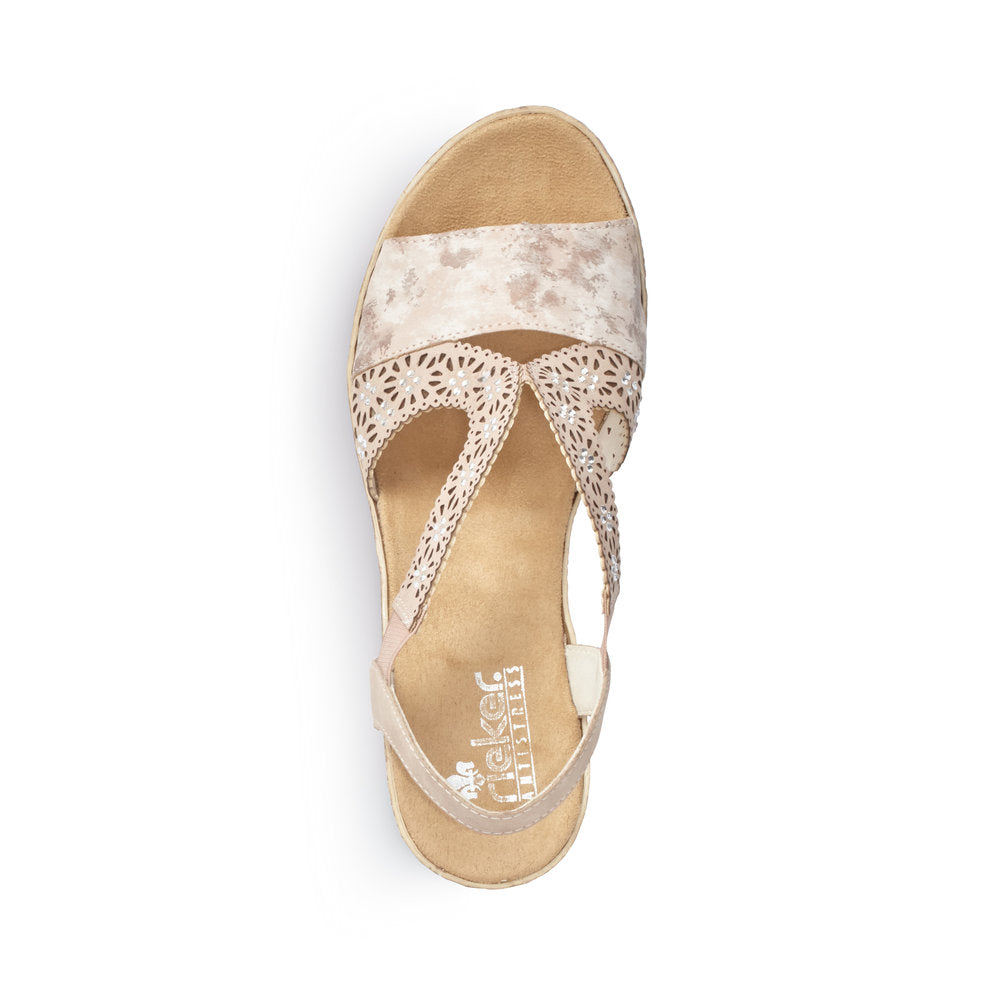 RIEKER 61916-31 LADIES ROSE-COLOURED SLIP ON SANDALS