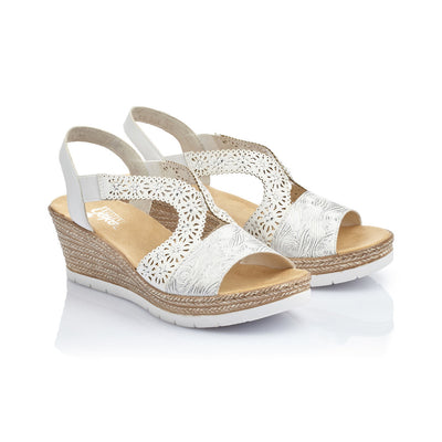 RIEKER - 61916-80 LADIES WHITE SLIP ON SANDALS