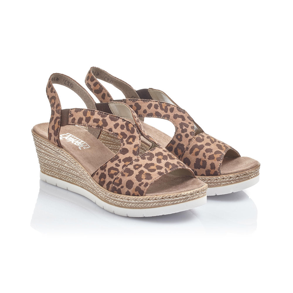 RIEKER 61929-25 LADIES BROWN COMBINATION SANDALS