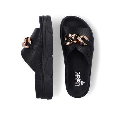 RIEKER - 62154-00 CHUNKY FASHION MULE - BLACK