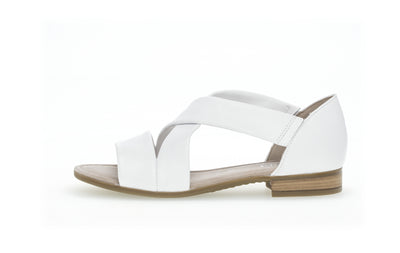GABOR - 42.761.50 LOW HEEL CRISS-CROSS SANDAL - WHITE LEATHER