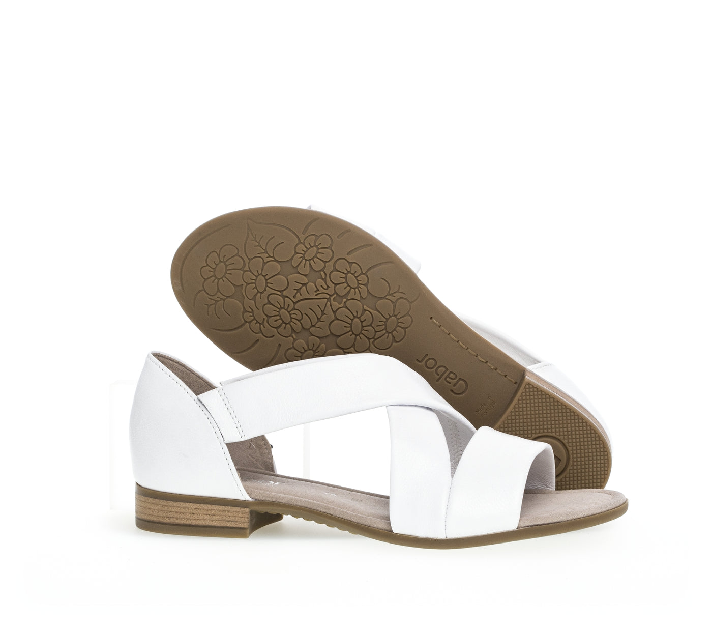 GABOR - 42.761.50 LOW HEEL CRISS-CROSS SANDAL - WHITE LEATHER