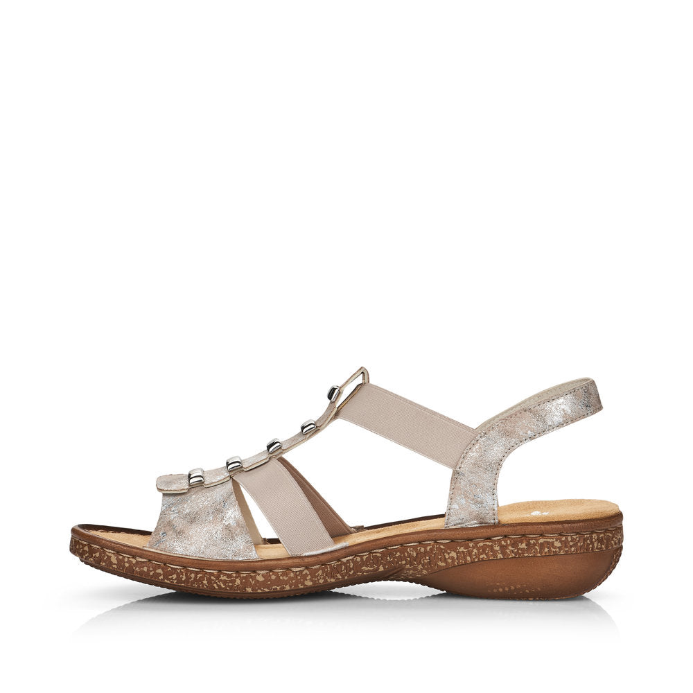 RIEKER - 62850-90- FLAT FASHION SANDAL - BEIGE METALLIC
