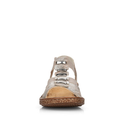 RIEKER - 62850-90- FLAT FASHION SANDAL - BEIGE METALLIC