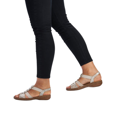 RIEKER - 62850-90- FLAT FASHION SANDAL - BEIGE METALLIC