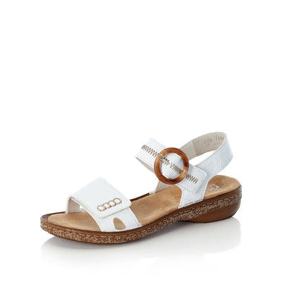 RIEKER - 628Z3-80 FLAT VELCRO SANDAL - WHITE