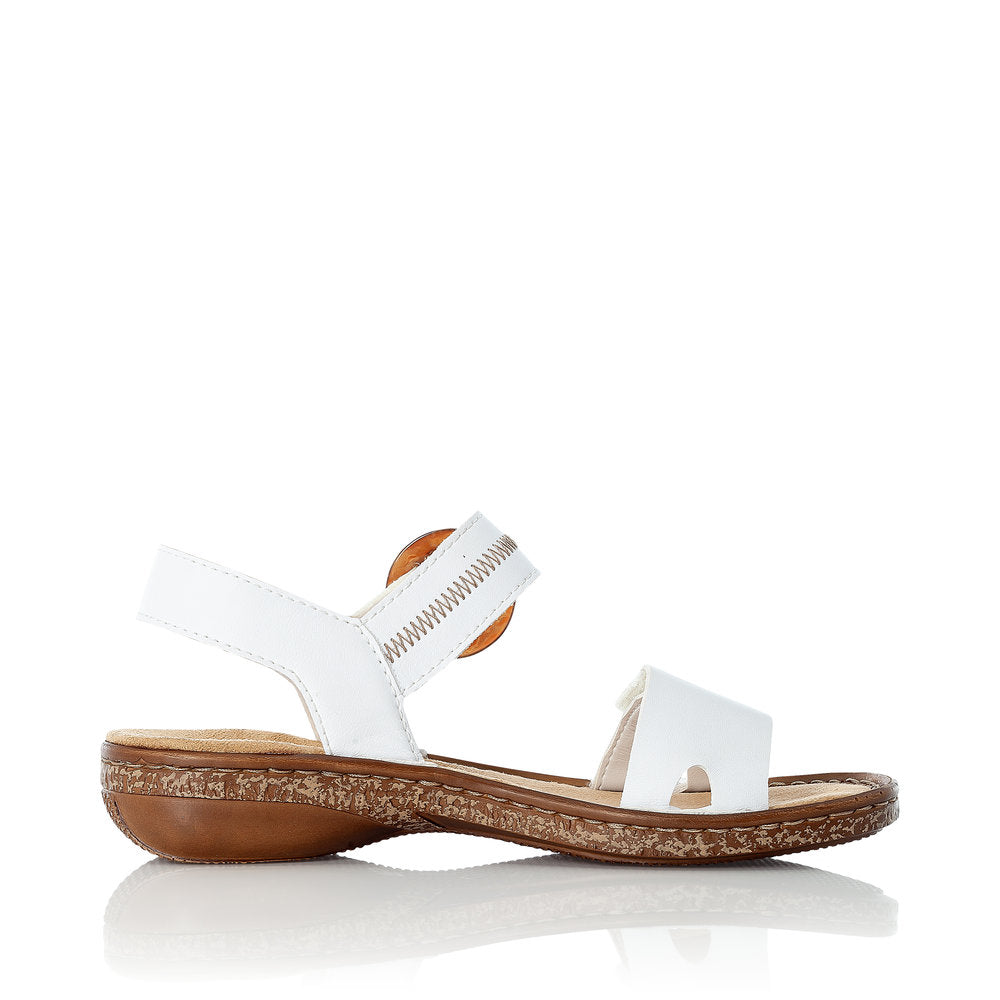 RIEKER - 628Z3-80 FLAT VELCRO SANDAL - WHITE