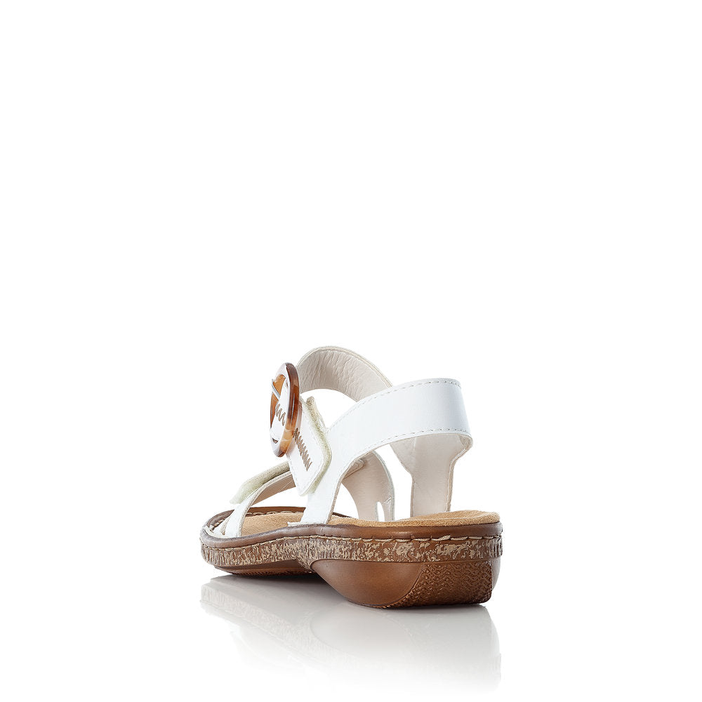 RIEKER - 628Z3-80 FLAT VELCRO SANDAL - WHITE