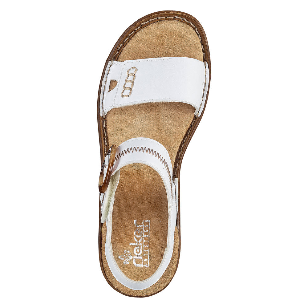 RIEKER - 628Z3-80 FLAT VELCRO SANDAL - WHITE