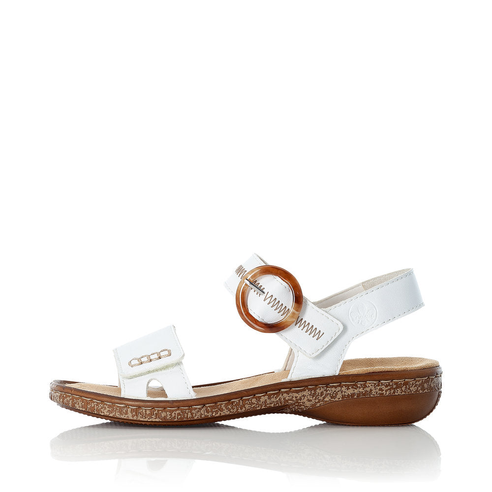 RIEKER - 628Z3-80 FLAT VELCRO SANDAL - WHITE