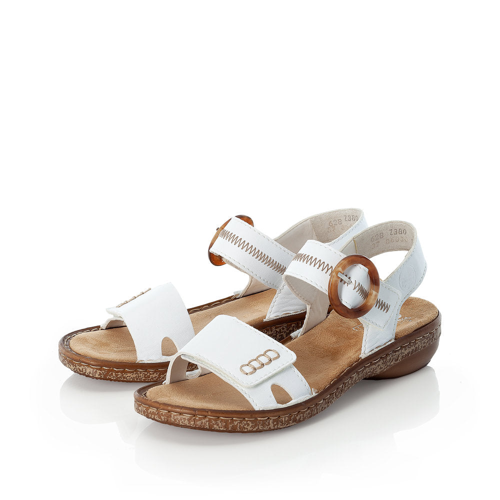 RIEKER - 628Z3-80 FLAT VELCRO SANDAL - WHITE