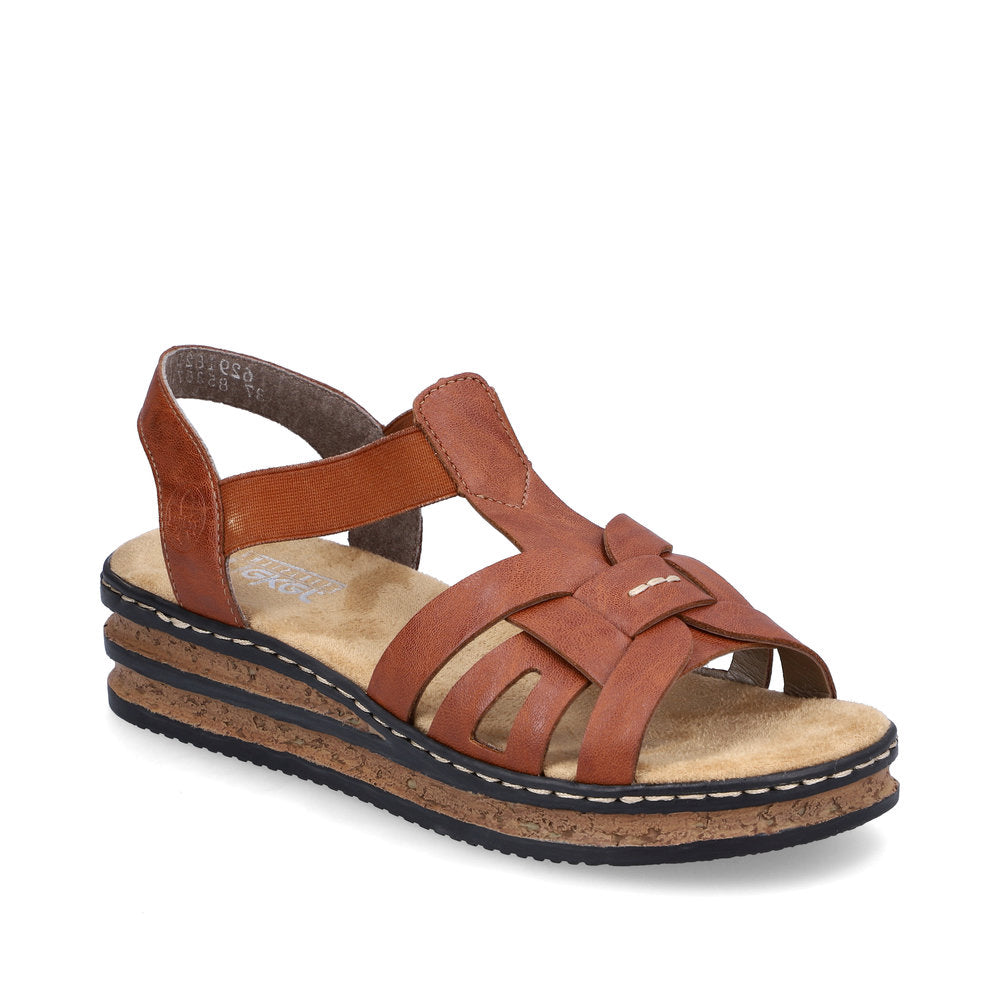 RIEKER - 62918-22 FLAT COMFORT SANDAL - TAN