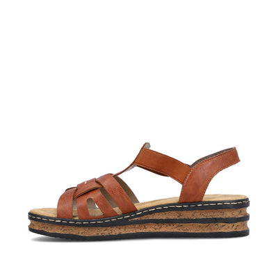 RIEKER - 62918-22 FLAT COMFORT SANDAL - TAN