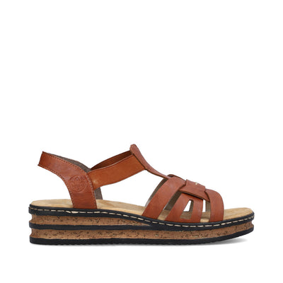 RIEKER - 62918-22 FLAT COMFORT SANDAL - TAN