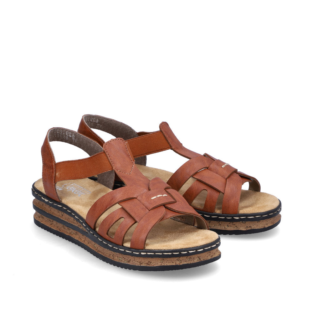 RIEKER - 62918-22 FLAT COMFORT SANDAL - TAN