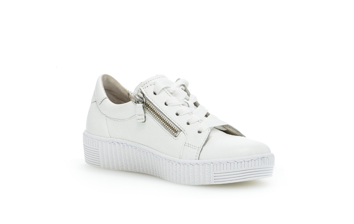 GABOR - 63.334.21 LACED TRAINER - WHITE LEATHER