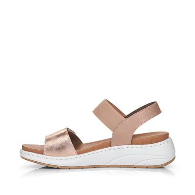 RIEKER - 64300-31 LOW WEDGE ELASTICATED STRAP SANDAL - PINK
