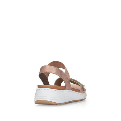 RIEKER - 64300-31 LOW WEDGE ELASTICATED STRAP SANDAL - PINK