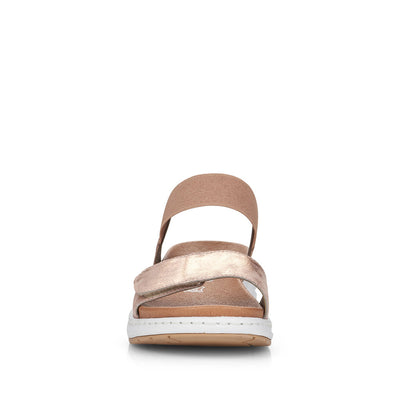 RIEKER - 64300-31 LOW WEDGE ELASTICATED STRAP SANDAL - PINK