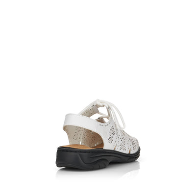 RIEKER - 64515-80 LACED SANDAL WITH LASER CUT DETAIL - WHITE