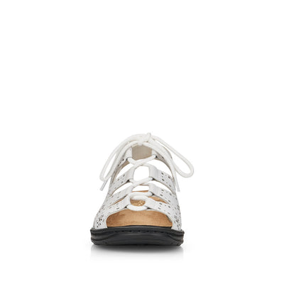 RIEKER - 64515-80 LACED SANDAL WITH LASER CUT DETAIL - WHITE