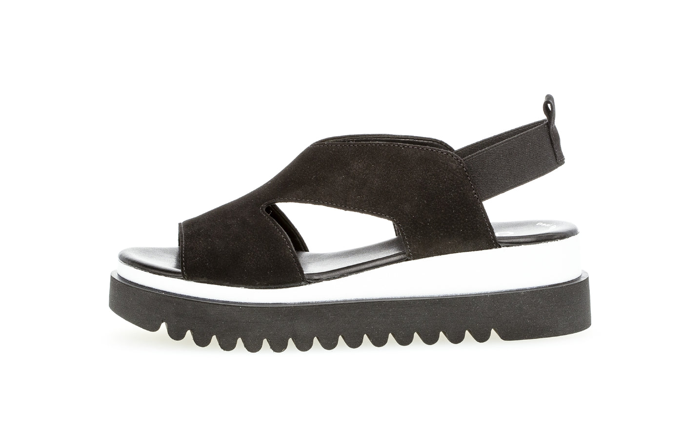 GABOR - 64.614.17 LOW WEDGE SANDAL - BLACK NUBUCK