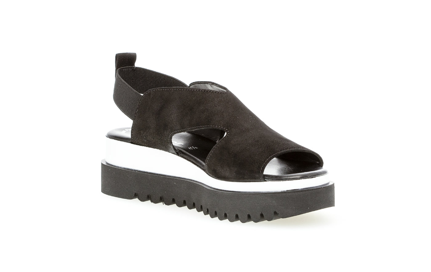 GABOR - 64.614.17 LOW WEDGE SANDAL - BLACK NUBUCK