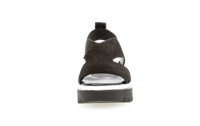 GABOR - 64.614.17 LOW WEDGE SANDAL - BLACK NUBUCK