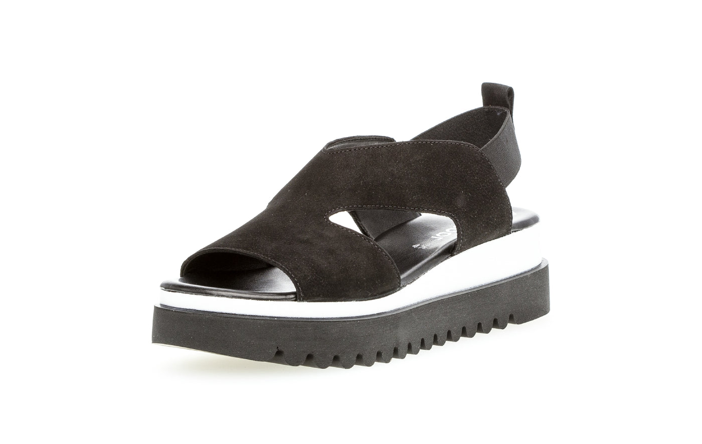 GABOR - 64.614.17 LOW WEDGE SANDAL - BLACK NUBUCK