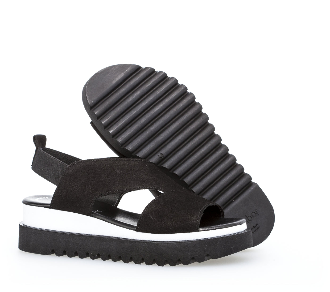 GABOR - 64.614.17 LOW WEDGE SANDAL - BLACK NUBUCK