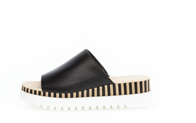 GABOR - 64.663.27 WEDGE MULE - BLACK LEATHER