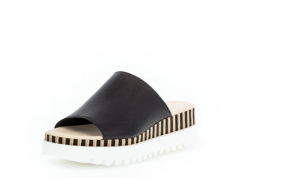 GABOR - 64.663.27 WEDGE MULE - BLACK LEATHER