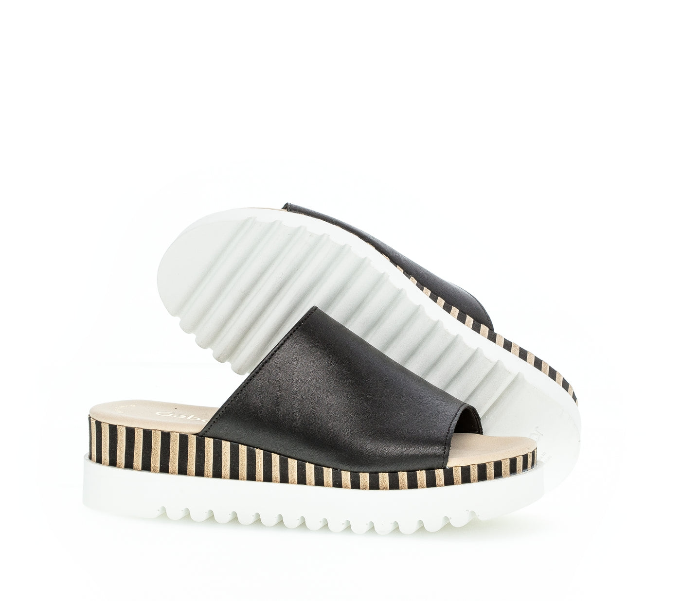 GABOR - 64.663.27 WEDGE MULE - BLACK LEATHER