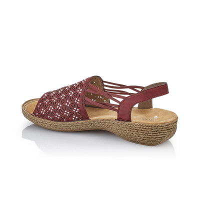 RIEKER 658B2-35 LADIES RED SLING BACK SANDALS