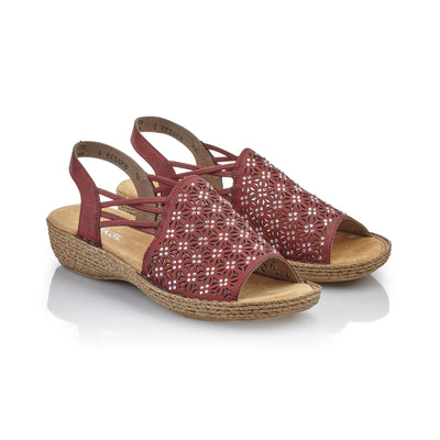 RIEKER 658B2-35 LADIES RED SLING BACK SANDALS
