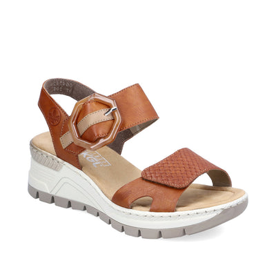 RIEKER - 66474-24 LOW WEDGE FASHION SANDAL - TAN