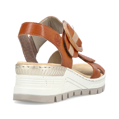 RIEKER - 66474-24 LOW WEDGE FASHION SANDAL - TAN