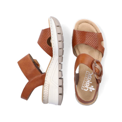 RIEKER - 66474-24 LOW WEDGE FASHION SANDAL - TAN