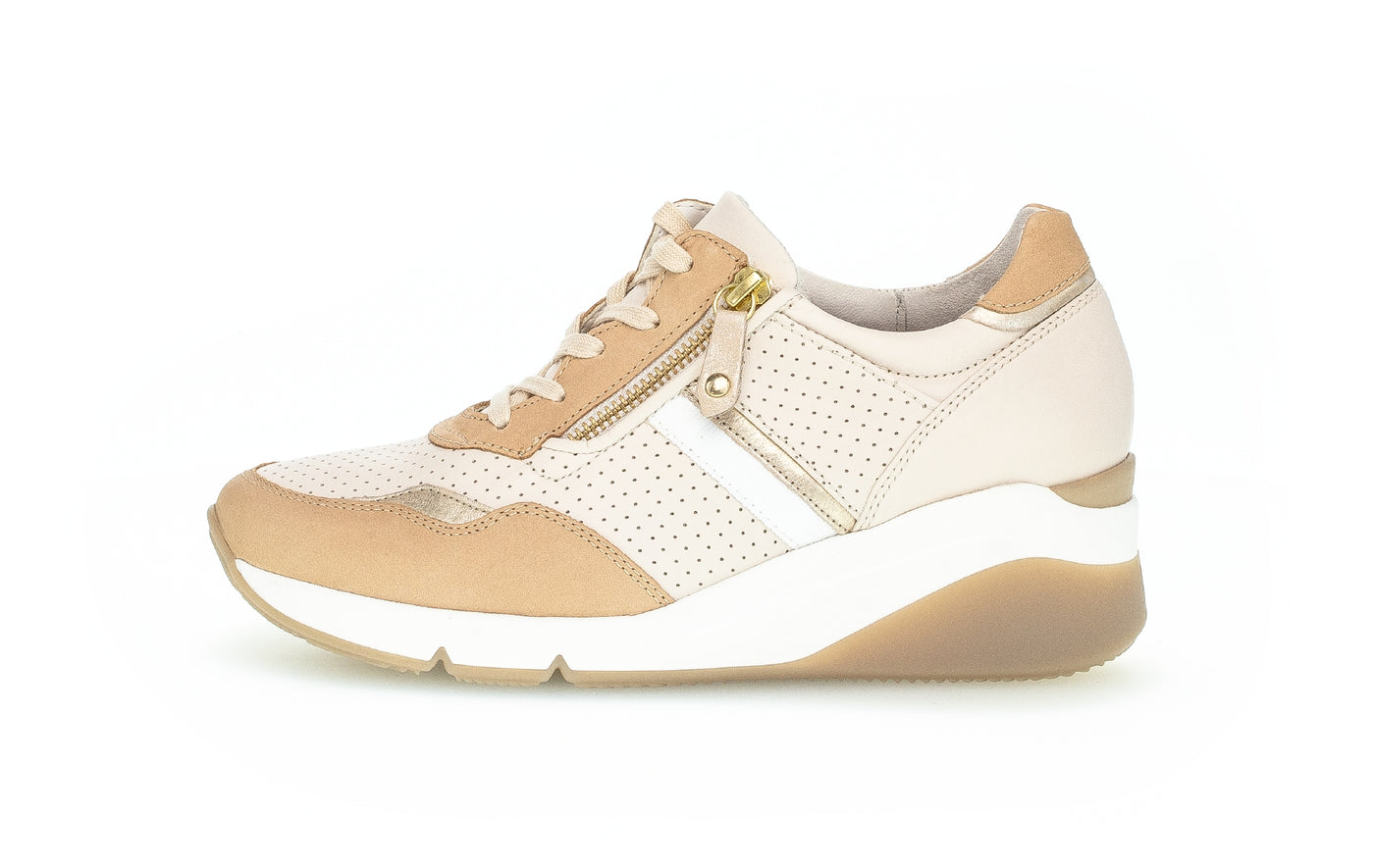 GABOR - 66.488.53 WEDGE LACED SHOE - CREAM COMBI
