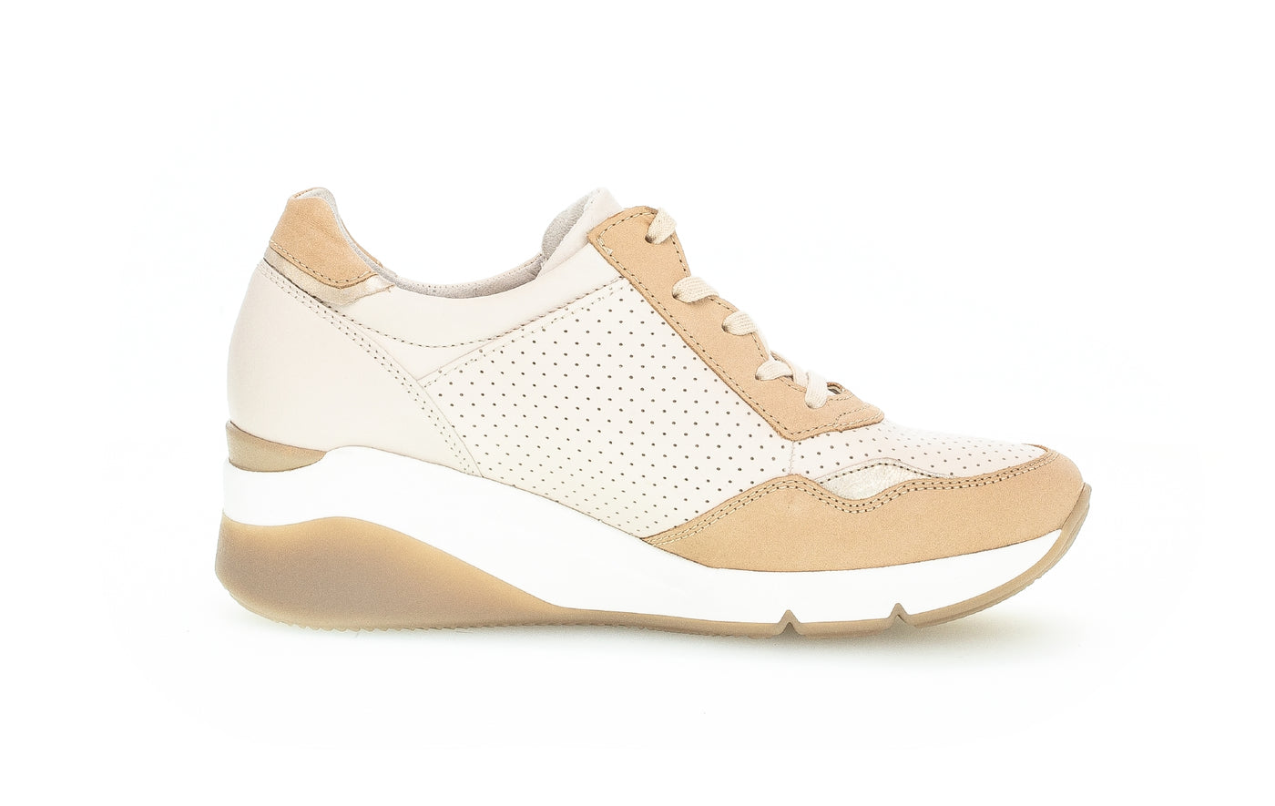 GABOR - 66.488.53 WEDGE LACED SHOE - CREAM COMBI