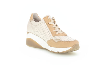 GABOR - 66.488.53 WEDGE LACED SHOE - CREAM COMBI