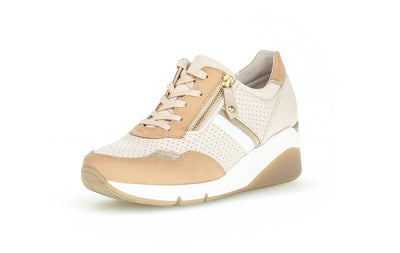GABOR - 66.488.53 WEDGE LACED SHOE - CREAM COMBI