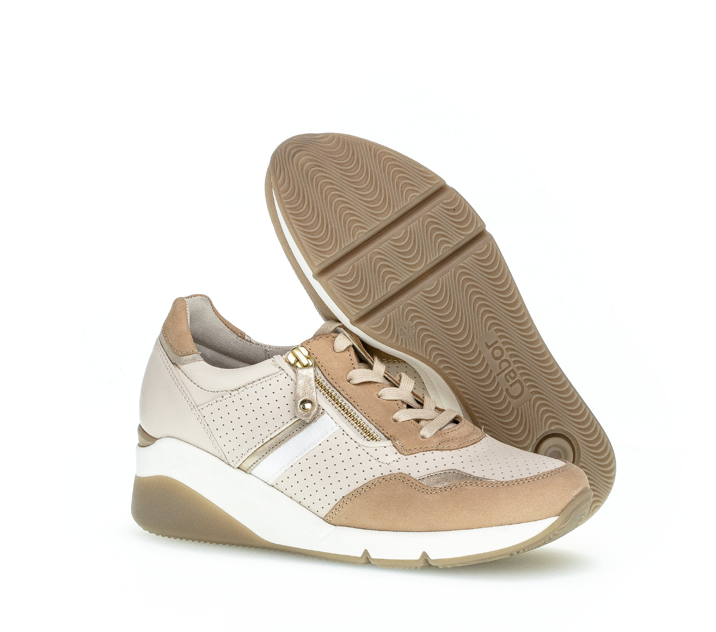 GABOR - 66.488.53 WEDGE LACED SHOE - CREAM COMBI